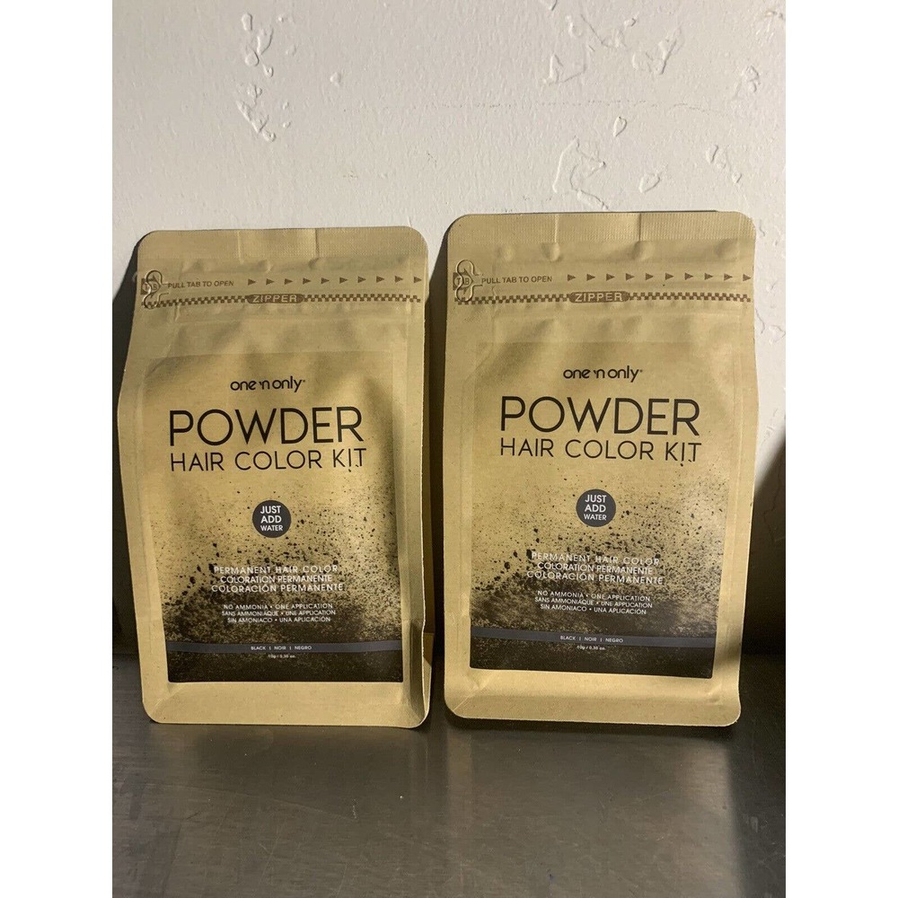 2 Powder Hair Color Kit - Black by One n Only for Unisex - 0.35 oz Hair Color